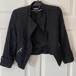 CROPPED BLAZER JACKET BLACK SIZE 00